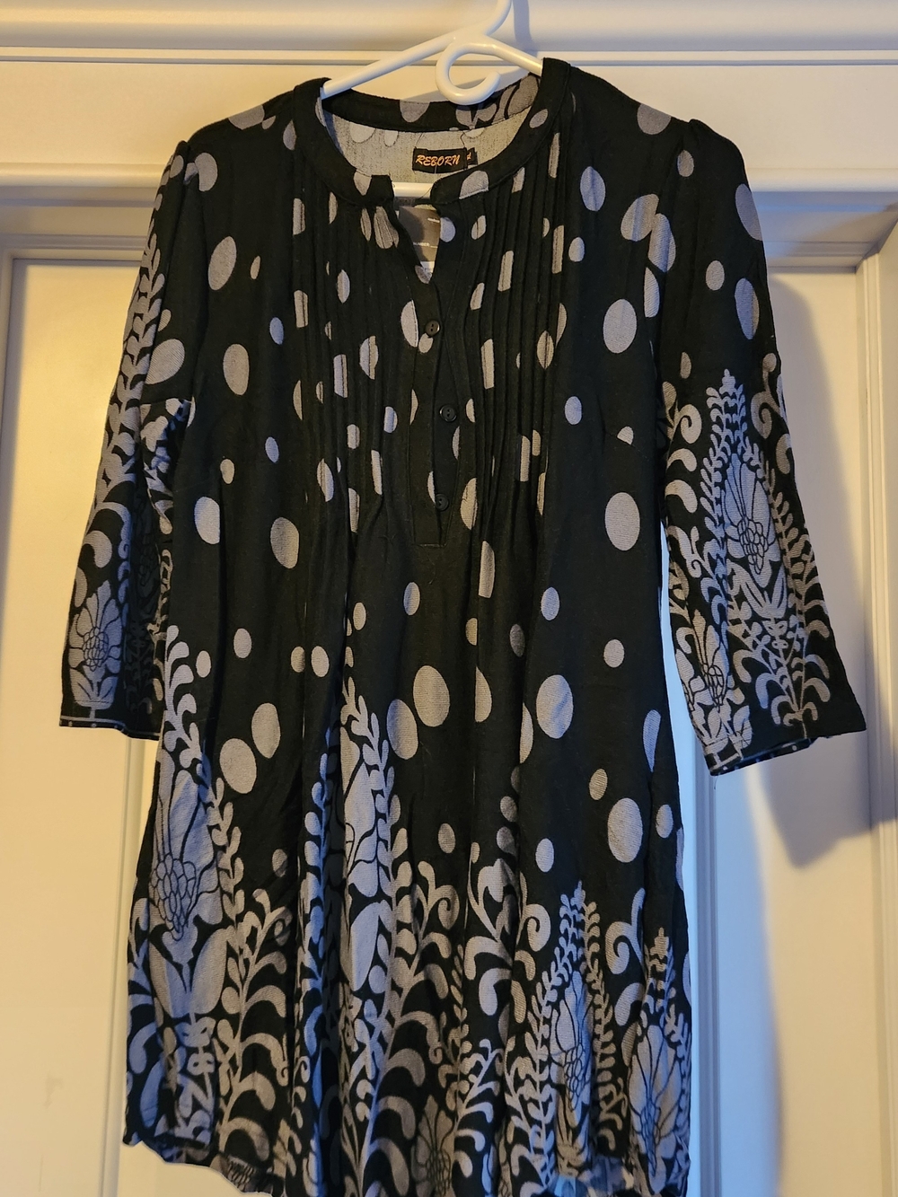 Reborn Black and White Printed Women’s Tunic